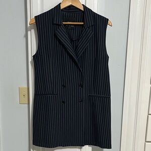 Bershka Dark Blue Pinstripe Vest